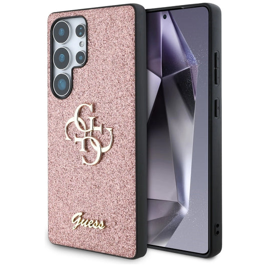 Guess Fixed Glitter Big 4G Metal Logo Case for Samsung Galaxy S25 Ultra Pink_0