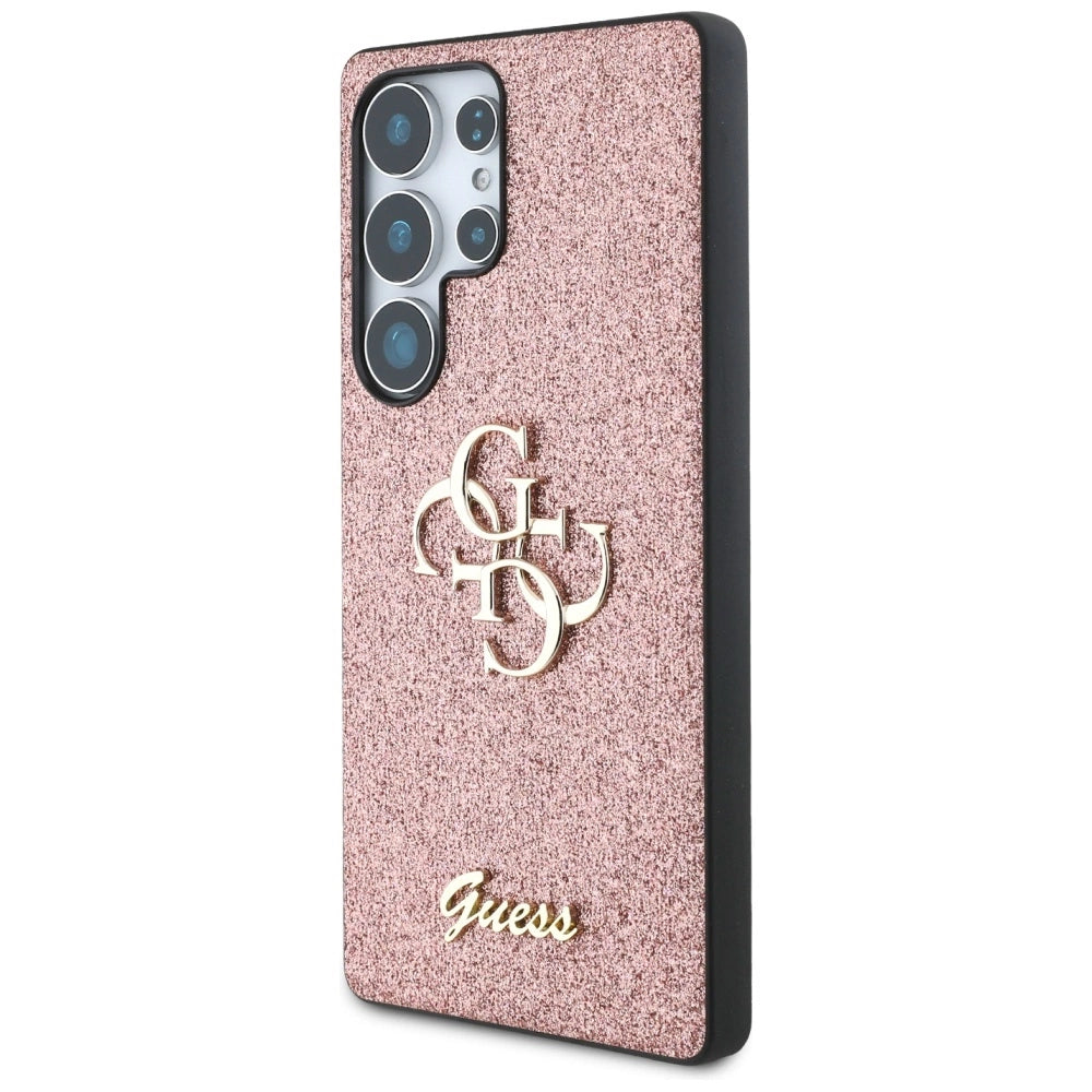 Guess Fixed Glitter Big 4G Metal Logo Case for Samsung Galaxy S25 Ultra Pink_1