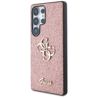 Guess Fixed Glitter Big 4G Metal Logo Case for Samsung Galaxy S25 Ultra Pink_1