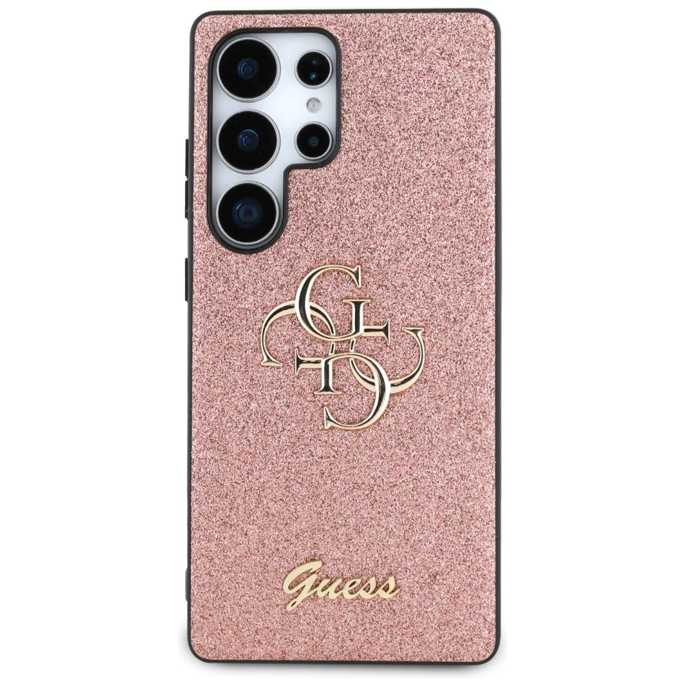 Guess Fixed Glitter Big 4G Metal Logo Case for Samsung Galaxy S25 Ultra Pink_2