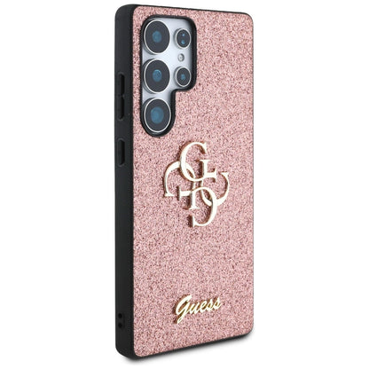 Guess Fixed Glitter Big 4G Metal Logo Case for Samsung Galaxy S25 Ultra Pink_3