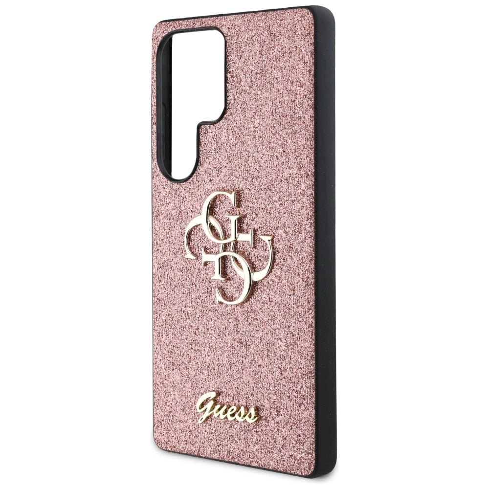 Guess Fixed Glitter Big 4G Metal Logo Case for Samsung Galaxy S25 Ultra Pink_5