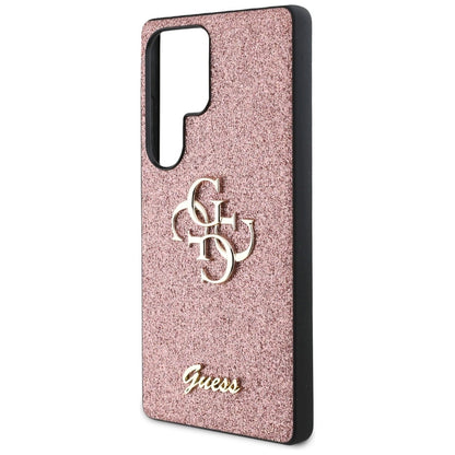 Guess Fixed Glitter Big 4G Metal Logo Case for Samsung Galaxy S25 Ultra Pink_5
