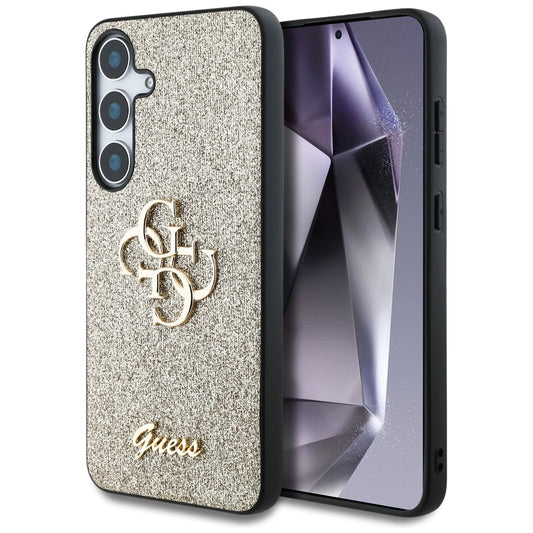 Guess Fixed Glitter Big 4G Metal Logo case for Samsung Galaxy S25 gold_0