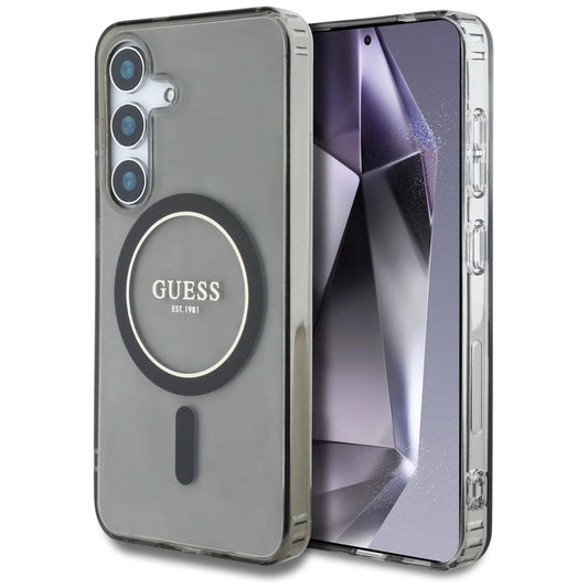 Guess Glitter Circle Classic Logo MagSafe case for Samsung Galaxy S25 black_0