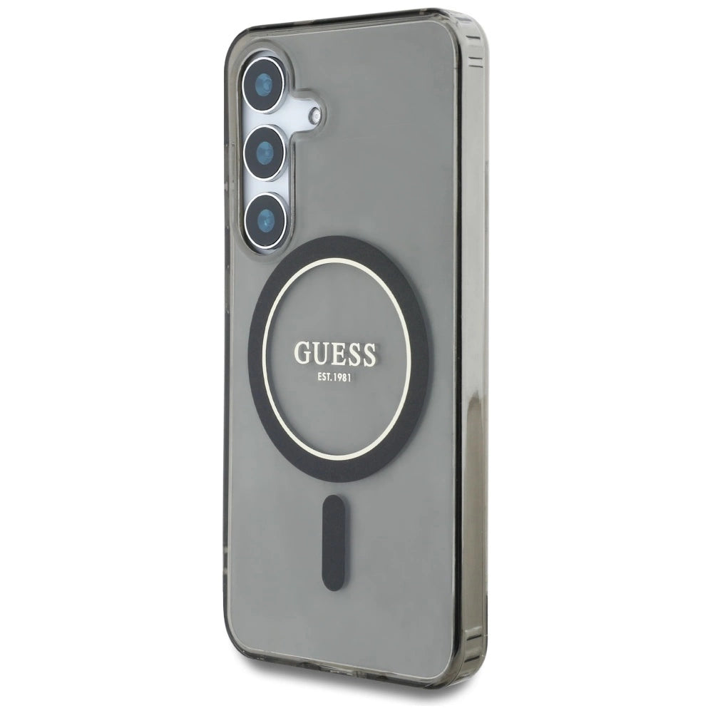 Guess Glitter Circle Classic Logo MagSafe case for Samsung Galaxy S25 black_1