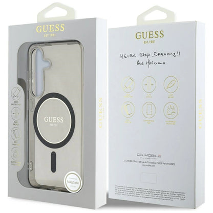 Guess Glitter Circle Classic Logo MagSafe case for Samsung Galaxy S25 black_7