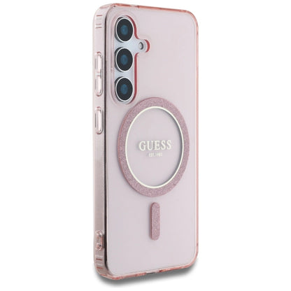 Guess Glitter Circle Classic Logo MagSafe Case for Samsung Galaxy S25 Pink_3