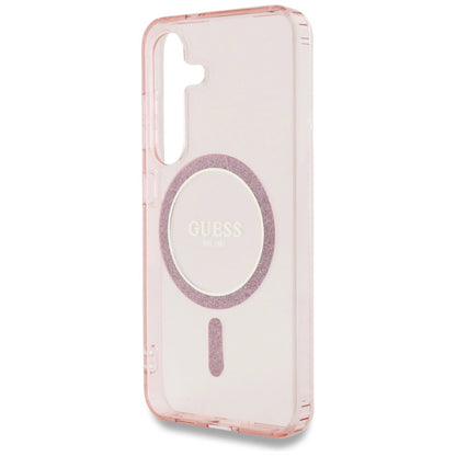 Guess Glitter Circle Classic Logo MagSafe Case for Samsung Galaxy S25 Pink_5