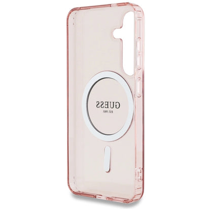 Guess Glitter Circle Classic Logo MagSafe Case for Samsung Galaxy S25 Pink_6