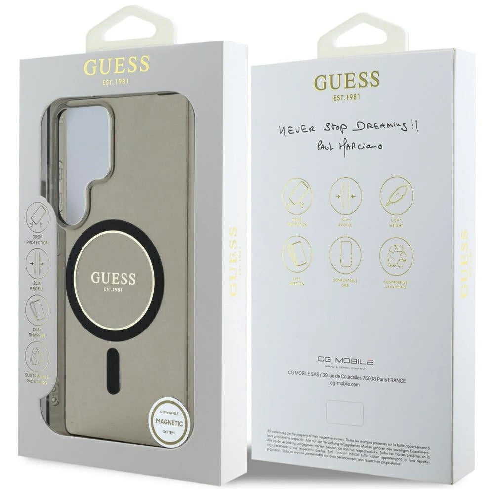Guess Glitter Circle Classic Logo MagSafe case for Samsung Galaxy S25 Ultra black_7
