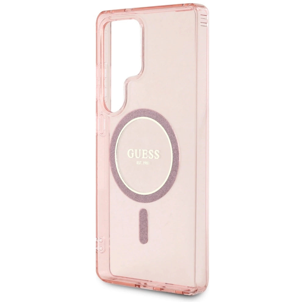 Guess Glitter Circle Classic Logo MagSafe Case for Samsung Galaxy S25 Ultra Pink_5