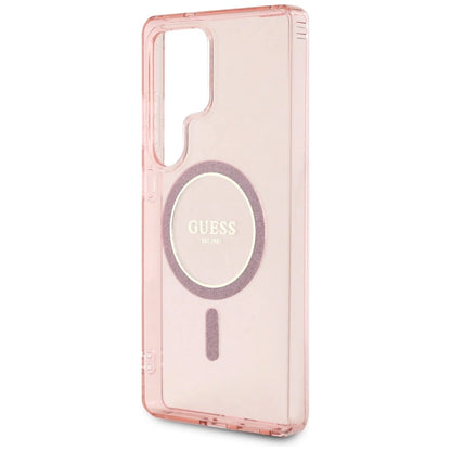 Guess Glitter Circle Classic Logo MagSafe Case for Samsung Galaxy S25 Ultra Pink_5