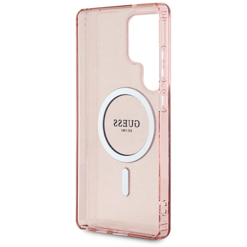 Guess Glitter Circle Classic Logo MagSafe Case for Samsung Galaxy S25 Ultra Pink_6