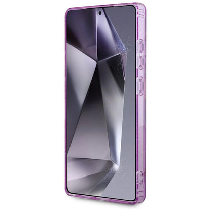 Guess Glitter Flowers Triangle Buttons MagSafe Case for Samsung Galaxy S25 Ultra purple_4