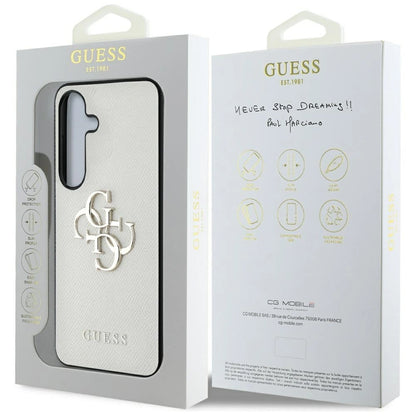 Guess Grained Big 4G Logo Small Classic Logo case for Samsung Galaxy S25 beige_7