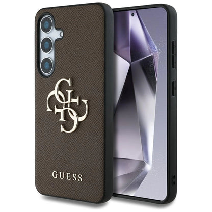 Guess Grained Big 4G Logo Small Classic Logo case for Samsung Galaxy S25 brown_0