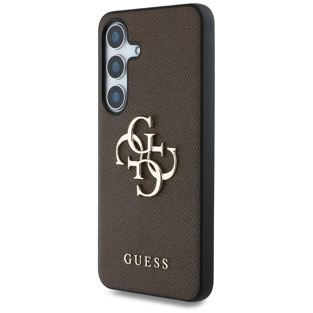 Guess Grained Big 4G Logo Small Classic Logo case for Samsung Galaxy S25 brown_1