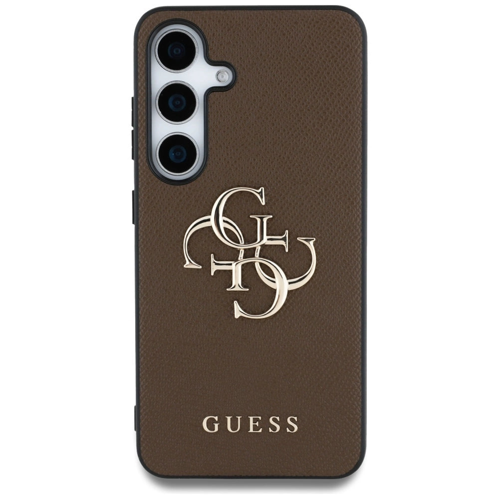 Guess Grained Big 4G Logo Small Classic Logo case for Samsung Galaxy S25 brown_2