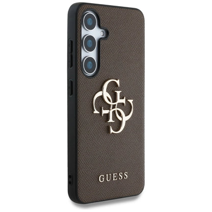 Guess Grained Big 4G Logo Small Classic Logo case for Samsung Galaxy S25 brown_3