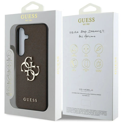 Guess Grained Big 4G Logo Small Classic Logo case for Samsung Galaxy S25 brown_7