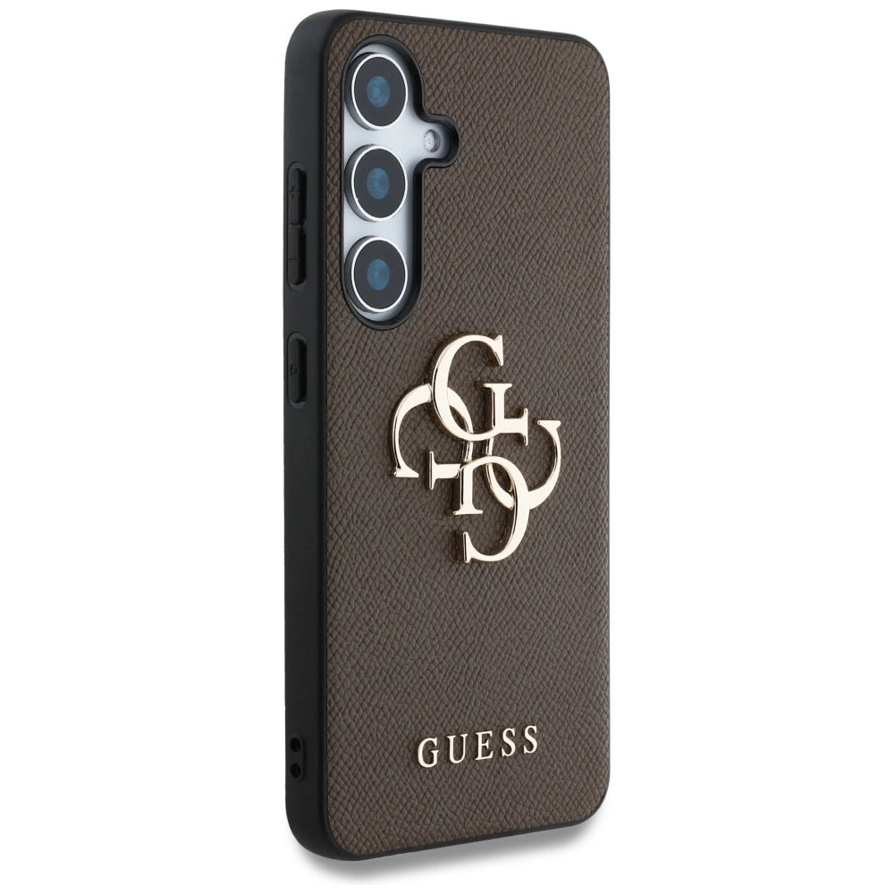 Guess Grained Big 4G Logo Small Classic Logo case for Samsung Galaxy S25 Plus brown_3