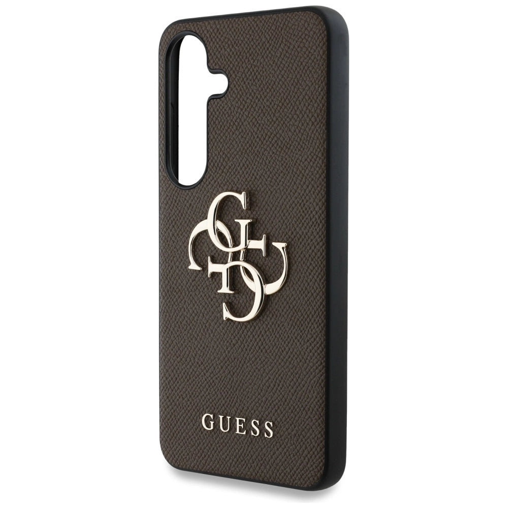 Guess Grained Big 4G Logo Small Classic Logo case for Samsung Galaxy S25 Plus brown_5