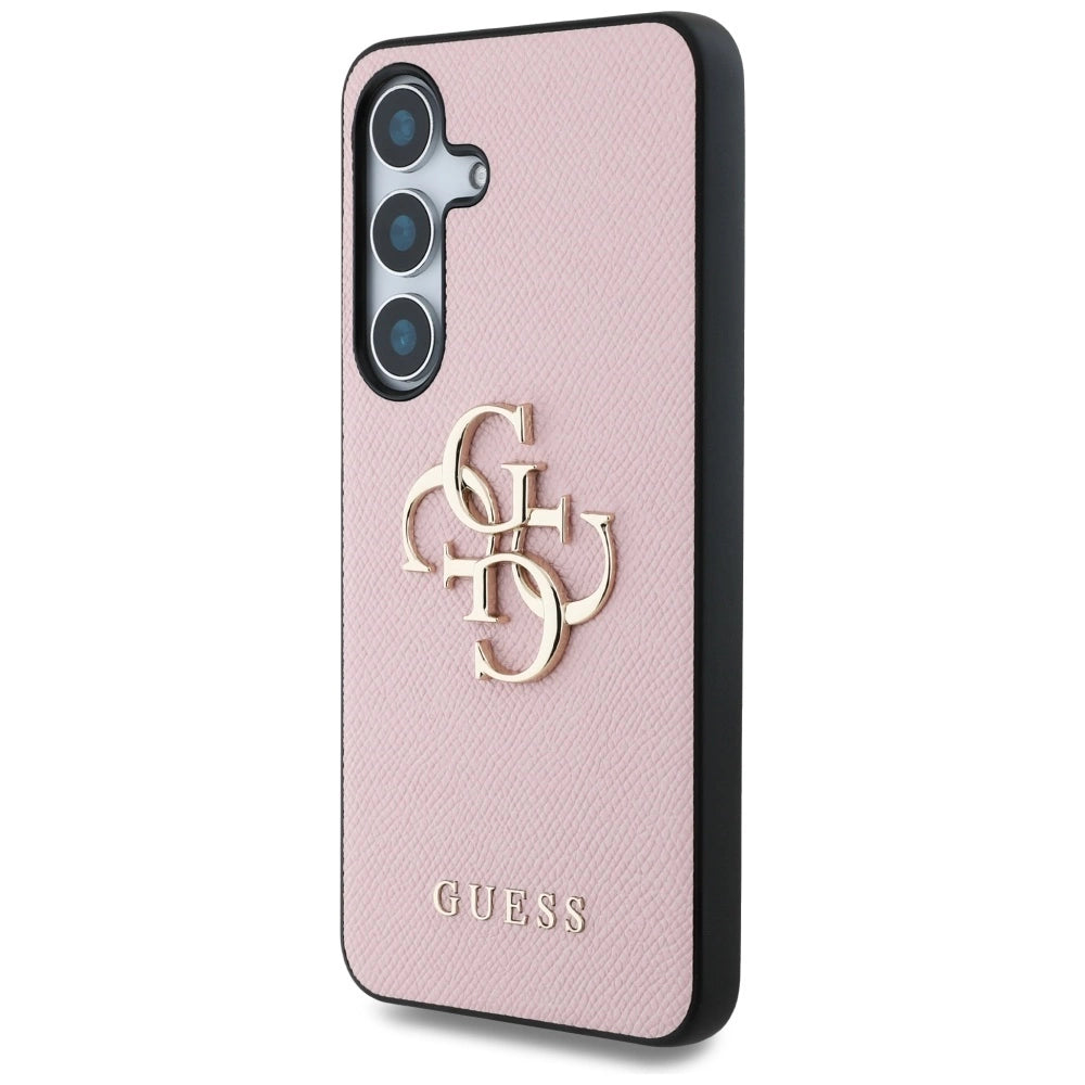 Guess Grained Big 4G Logo Small Classic Logo case for Samsung Galaxy S25 Plus pink_1