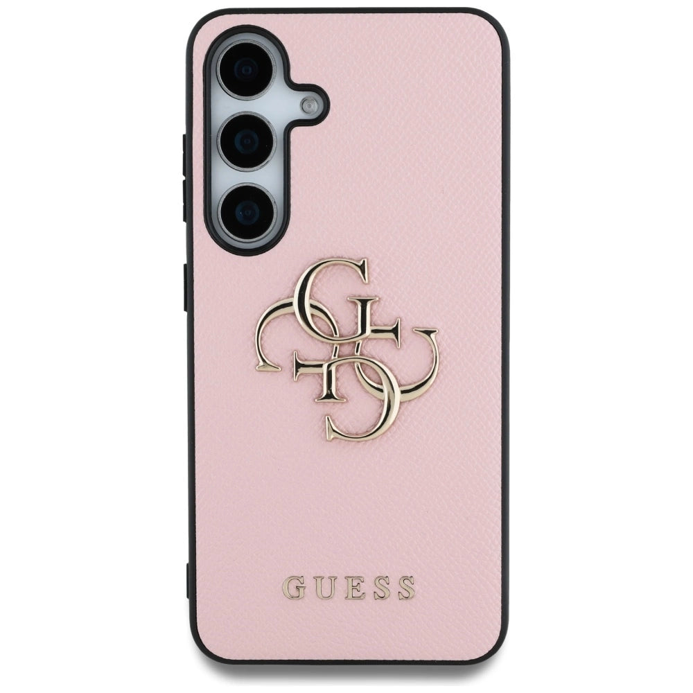 Guess Grained Big 4G Logo Small Classic Logo case for Samsung Galaxy S25 Plus pink_2