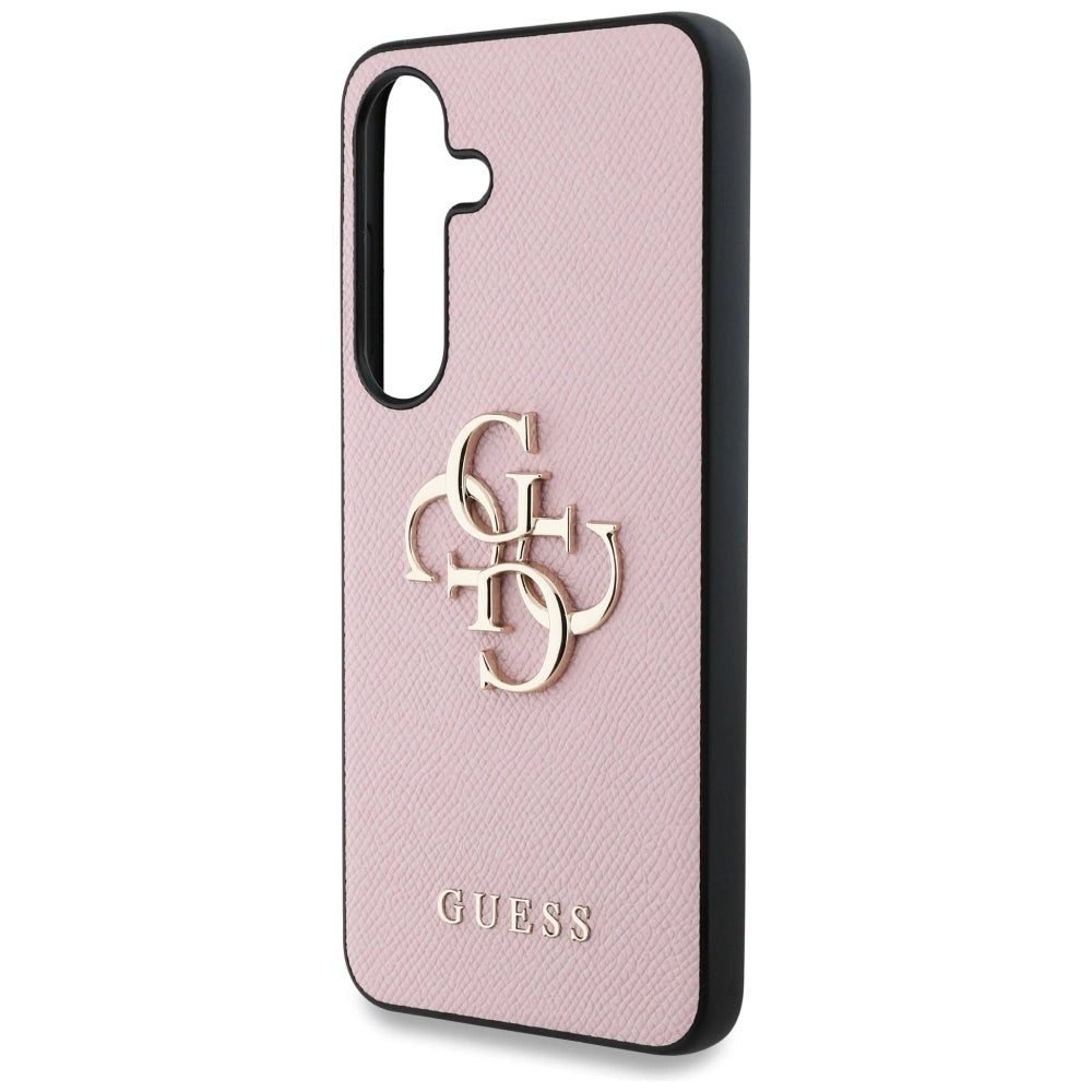Guess Grained Big 4G Logo Small Classic Logo case for Samsung Galaxy S25 Plus pink_5