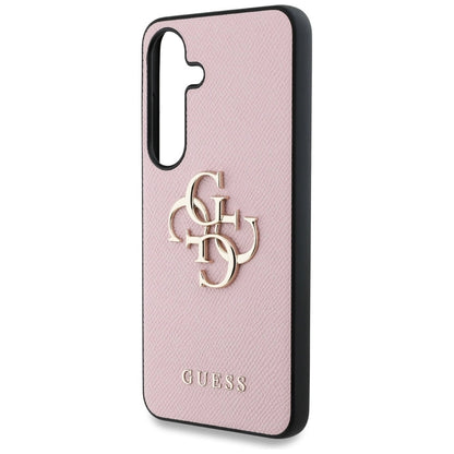 Guess Grained Big 4G Logo Small Classic Logo case for Samsung Galaxy S25 Plus pink_5