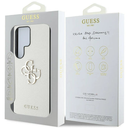 Guess Grained Big 4G Logo Small Classic Logo Case for Samsung Galaxy S25 Ultra beige_7