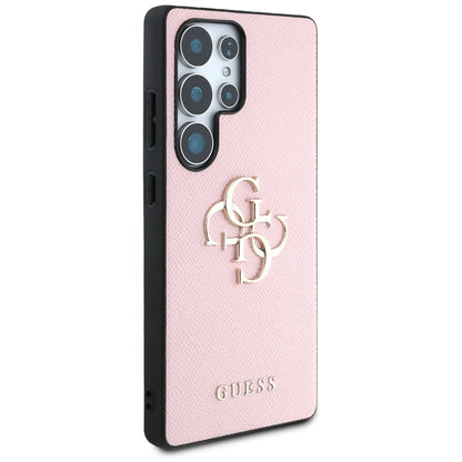 Guess Grained Big 4G Logo Small Classic Logo Case for Samsung Galaxy S25 Ultra pink_3