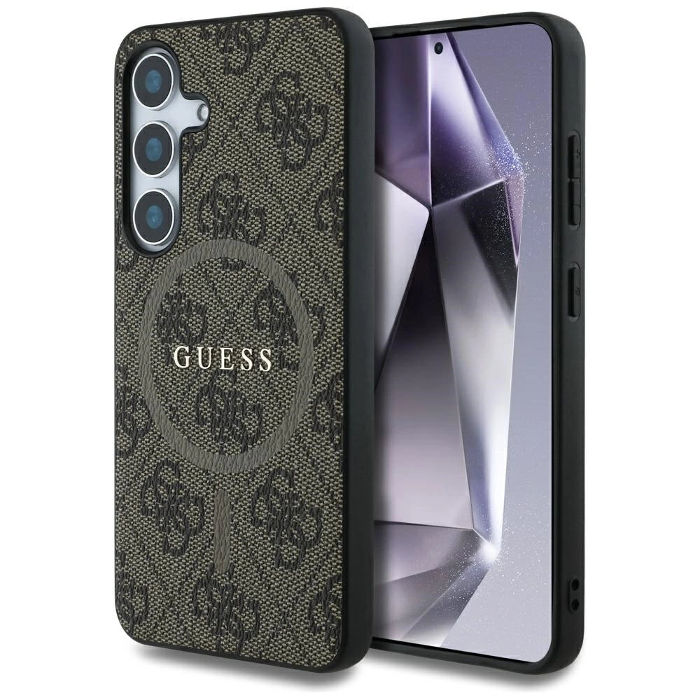 Guess Leather 4G Colored Ring Classic Logo MagSafe Samsung Galaxy S25 case brown_0