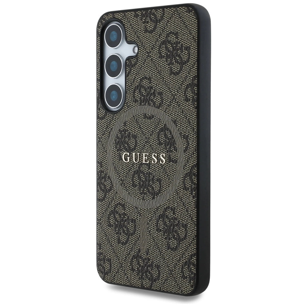 Guess Leather 4G Colored Ring Classic Logo MagSafe Samsung Galaxy S25 case brown_1