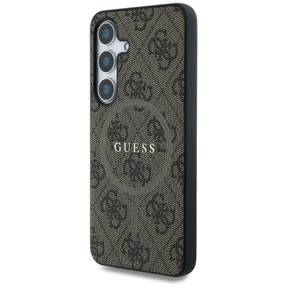 Guess Leather 4G Colored Ring Classic Logo MagSafe Samsung Galaxy S25 case brown_1