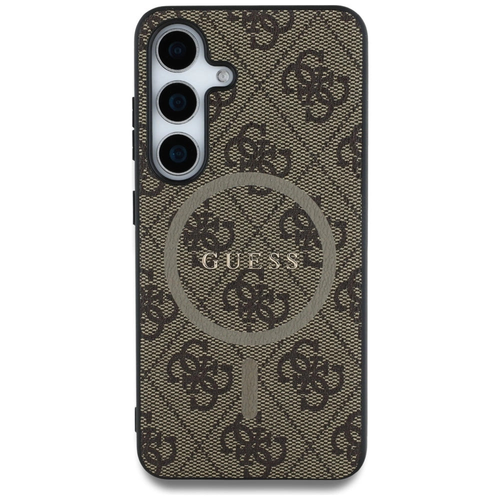 Guess Leather 4G Colored Ring Classic Logo MagSafe Samsung Galaxy S25 case brown_2