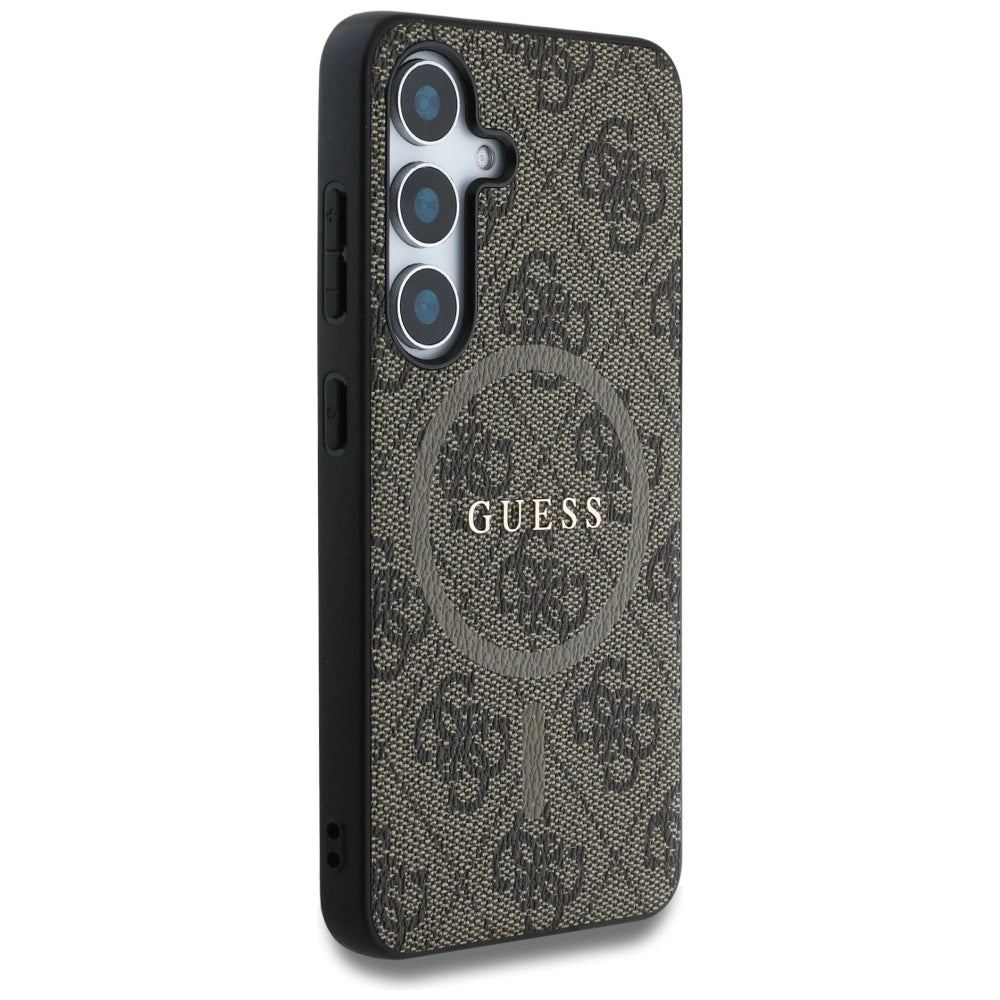 Guess Leather 4G Colored Ring Classic Logo MagSafe Samsung Galaxy S25 case brown_3