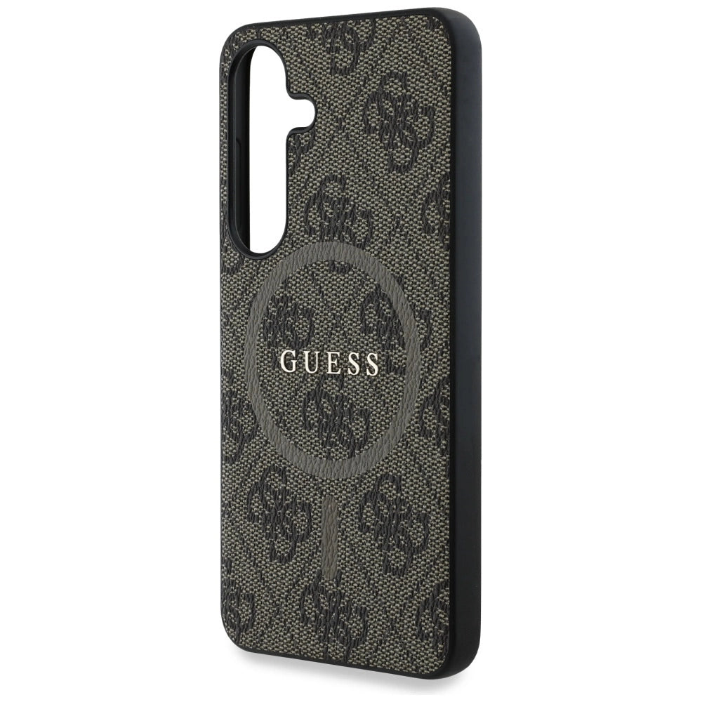 Guess Leather 4G Colored Ring Classic Logo MagSafe Samsung Galaxy S25 case brown_5