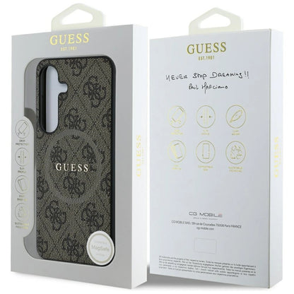 Guess Leather 4G Colored Ring Classic Logo MagSafe Samsung Galaxy S25 case brown_7