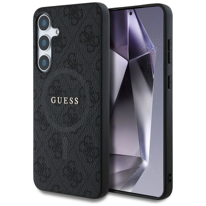 Guess Leather 4G Colored Ring Classic Logo MagSafe Samsung Galaxy S25 case black_0