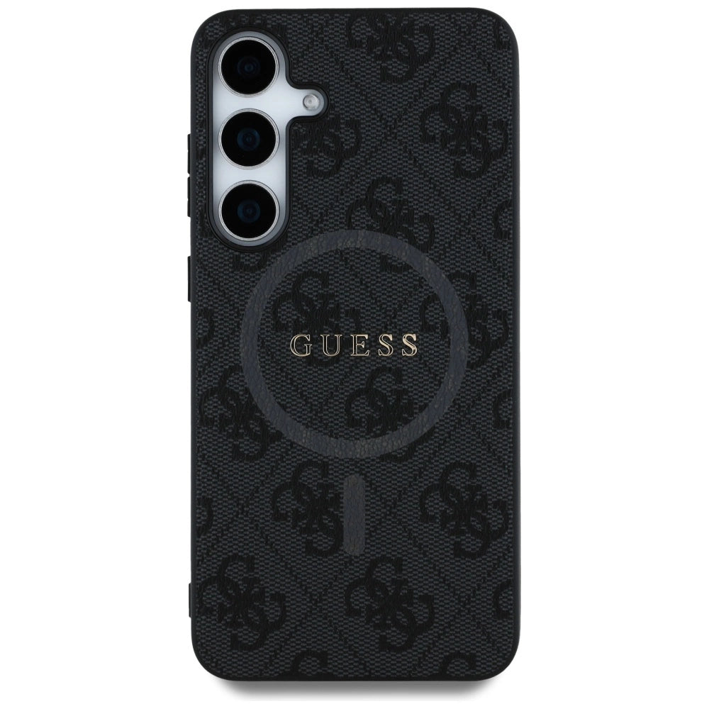 Guess Leather 4G Colored Ring Classic Logo MagSafe Samsung Galaxy S25 case black_2