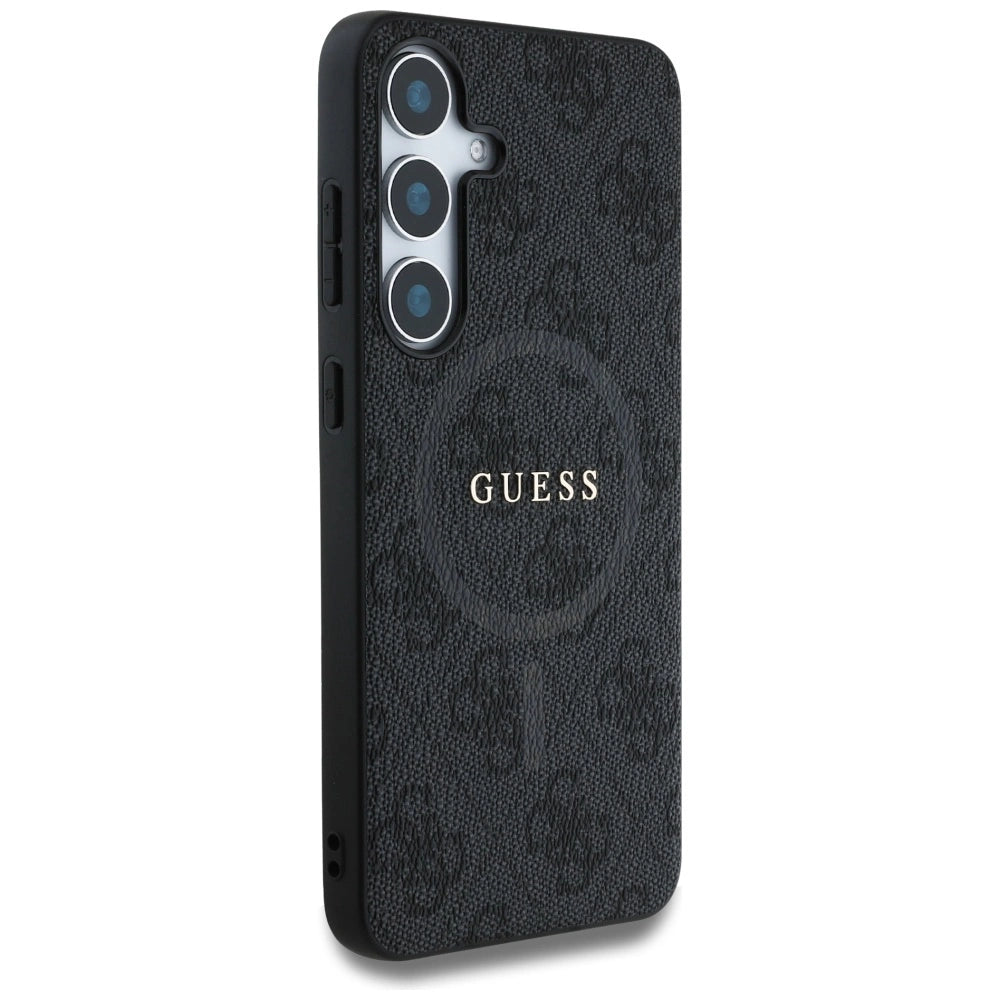 Guess Leather 4G Colored Ring Classic Logo MagSafe Samsung Galaxy S25 case black_3
