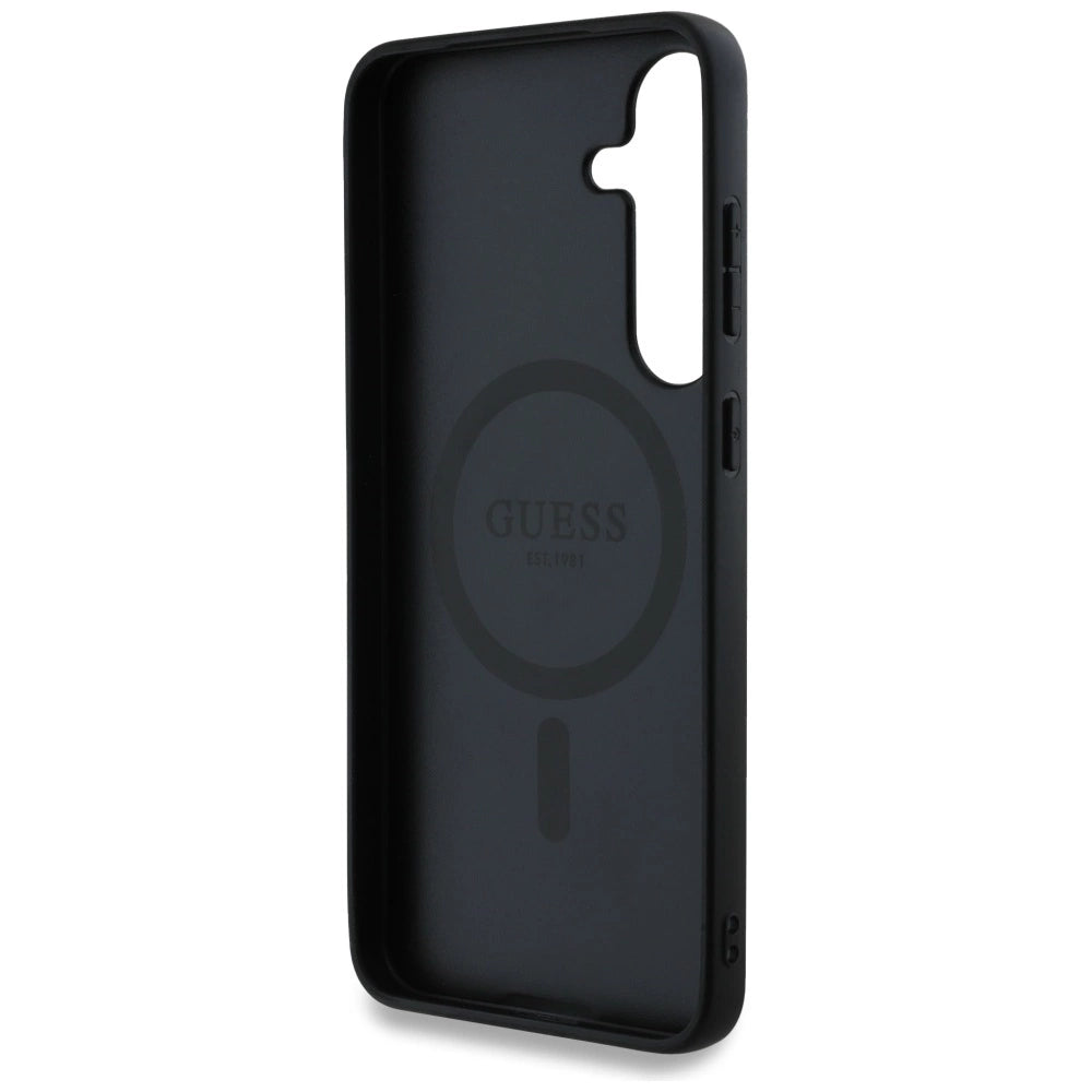 Guess Leather 4G Colored Ring Classic Logo MagSafe Samsung Galaxy S25 case black_6