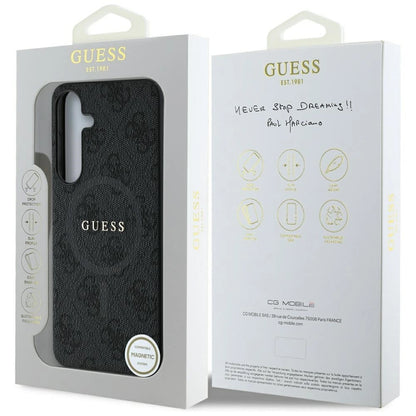Guess Leather 4G Colored Ring Classic Logo MagSafe Samsung Galaxy S25 case black_7