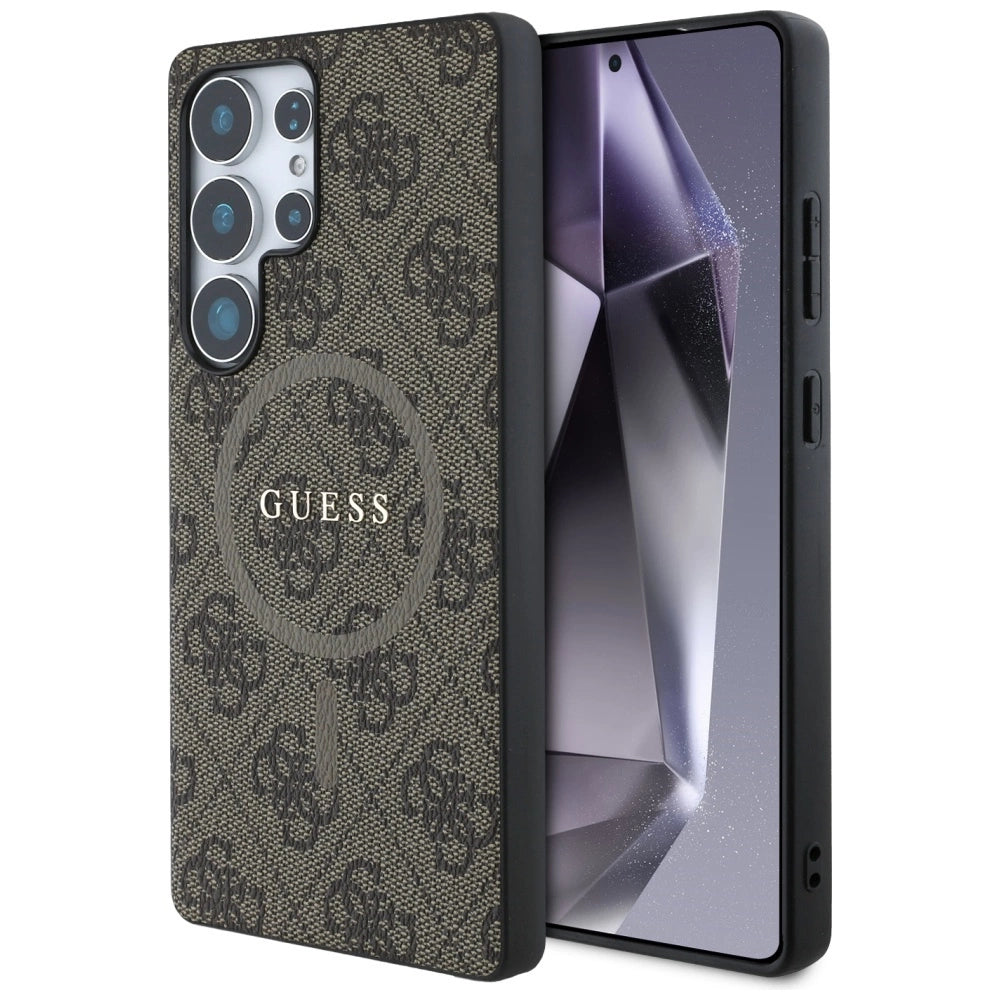 Guess Leather 4G Colored Ring Classic Logo MagSafe Case Samsung Galaxy S25 Ultra brown_0