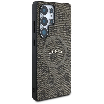 Guess Leather 4G Colored Ring Classic Logo MagSafe Case Samsung Galaxy S25 Ultra brown_3