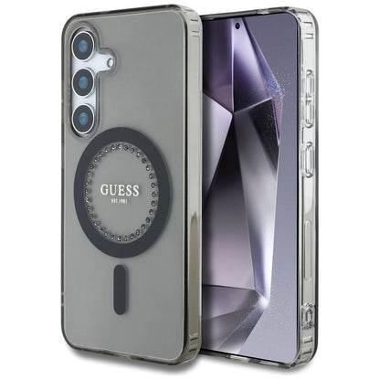 Guess Rhinestones Printed Classic Logo MagSafe Samsung Galaxy S25 case black_0