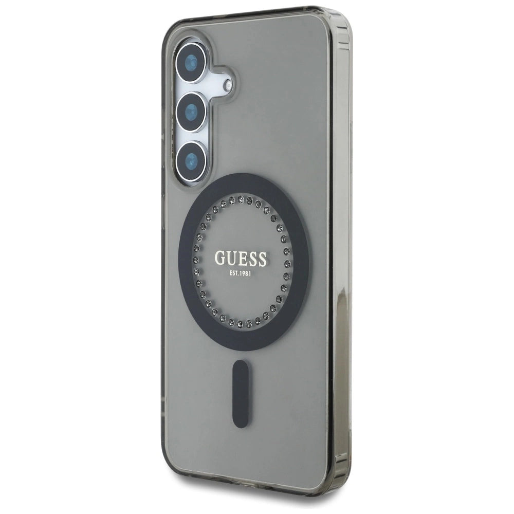 Guess Rhinestones Printed Classic Logo MagSafe Samsung Galaxy S25 case black_1