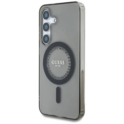 Guess Rhinestones Printed Classic Logo MagSafe Samsung Galaxy S25 case black_1